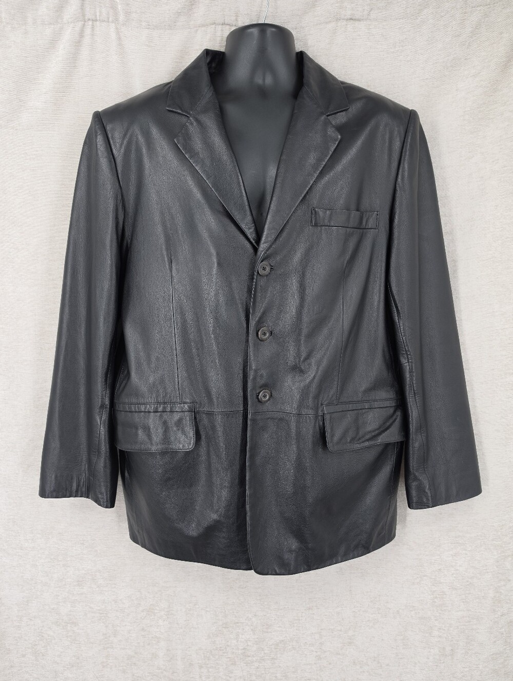 Roundtree & Yorke Black Leather Blazer Jacket Sport Coat
